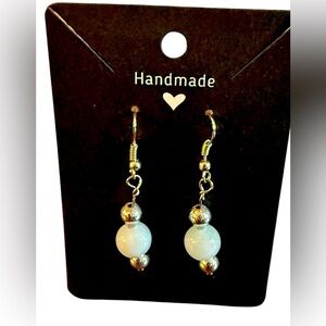 Hand Crafted Silver and Light Blue Acrylic Beaded Earrings Handmade